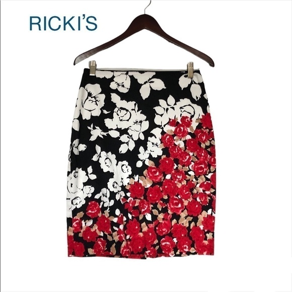 𝅺RICKI’S Floral Cotton Pencil Skirt - Picture 1 of 11